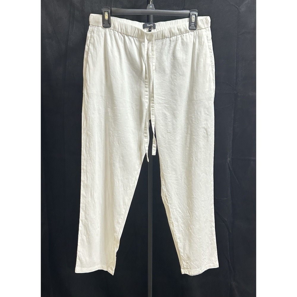 Theory Linen Womens Medium Treeca Jogger‎ Linen Viscose White Pant